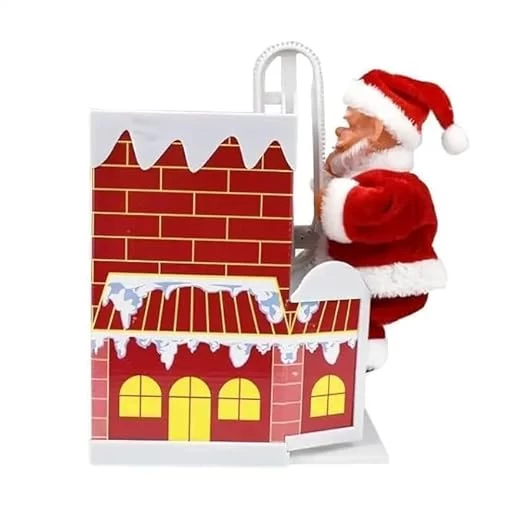 Magical Santa Climbing Chimney Toy | Electric Climbing Santa Claus Musical Toy | Christmas Gift for Kids & Adults | Festive Chimney Santa Decoration with Ladder (With Battery Included)