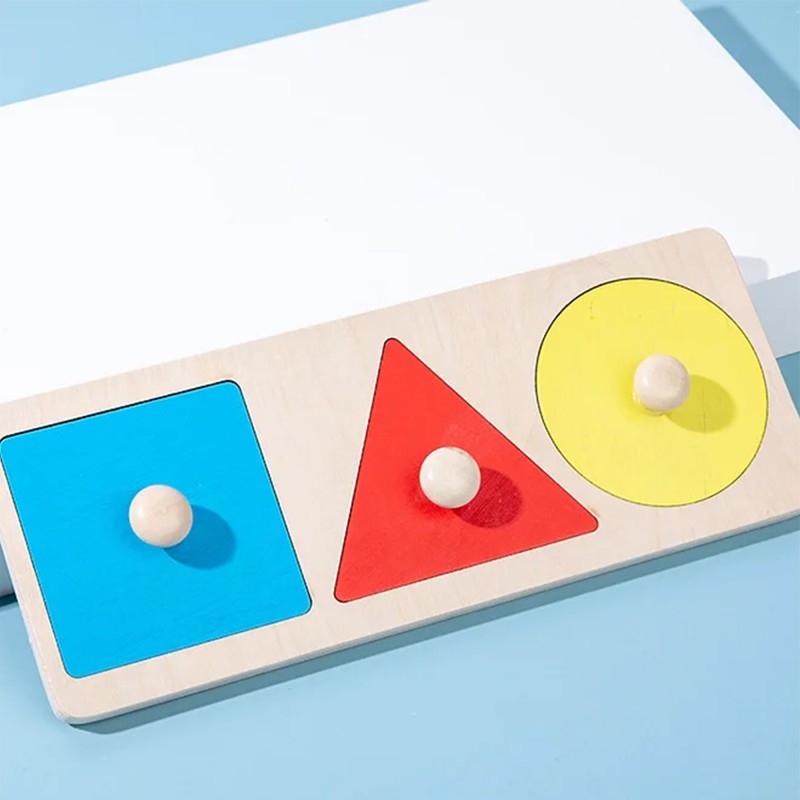 Knob Board - Basic shape Triangle,circle and square for Kids& Toddlers Montessori toys for Kids age upto 7 years