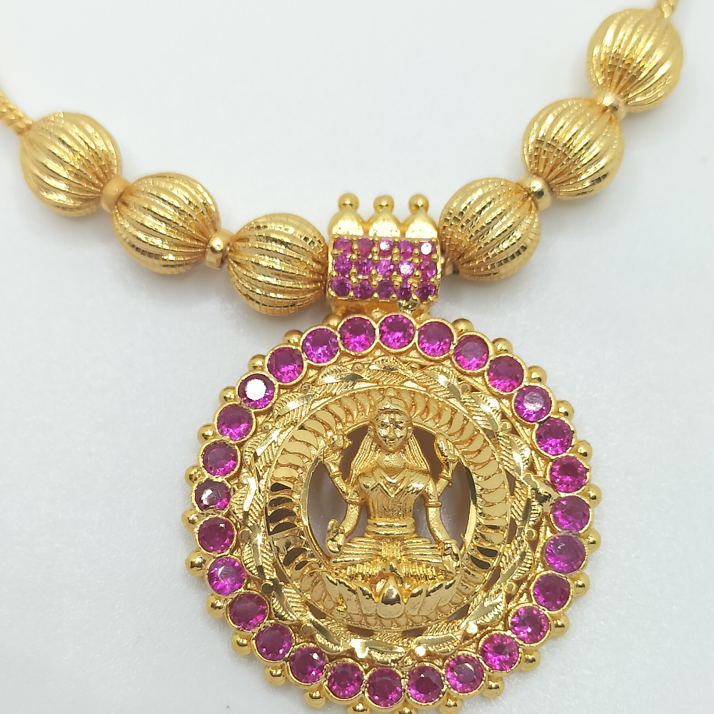 "Exquisite Micro Gold Plated Lakshmi Dollar Necklace - Traditional Elegance"
