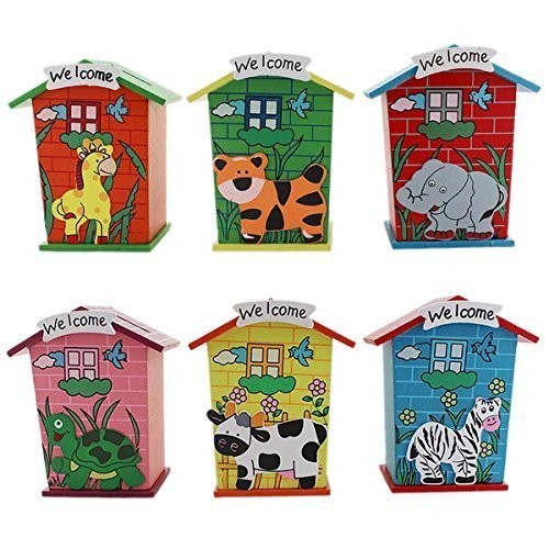 Wood House Animal Designs piggy bank (set of 6)