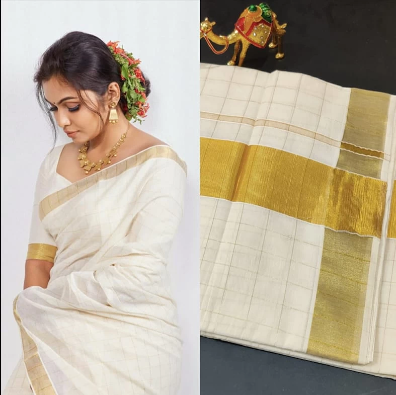 Kerala Kasavu Saree – Elegant White | Traditional Paalum Pazham Border Soft Silk Saree