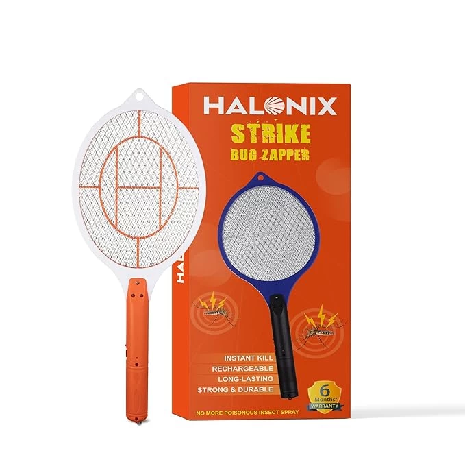 Halonix Bug Zapper Anti-mosquito Racquet, Insect Killer Bat with Rechargeable 400 Mah Battery | Mosquito Bat | Fly Swatter | Orange