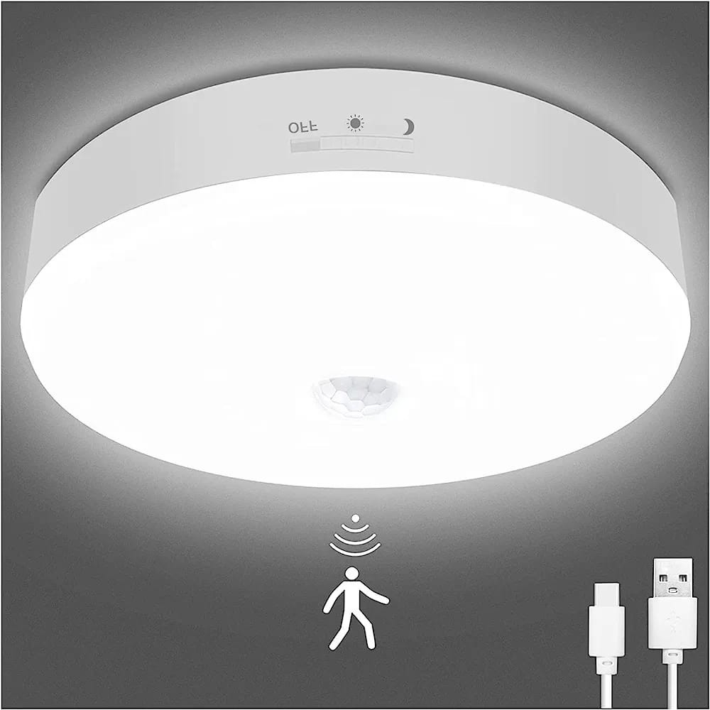 Motion Sensor Light for Home with USB Charging Wireless Self Adhesive LED Magnetic Motion Activated Light Motion Sensor Rechargeable Light for Wardrobe Bedroom Stairs (1, Roun