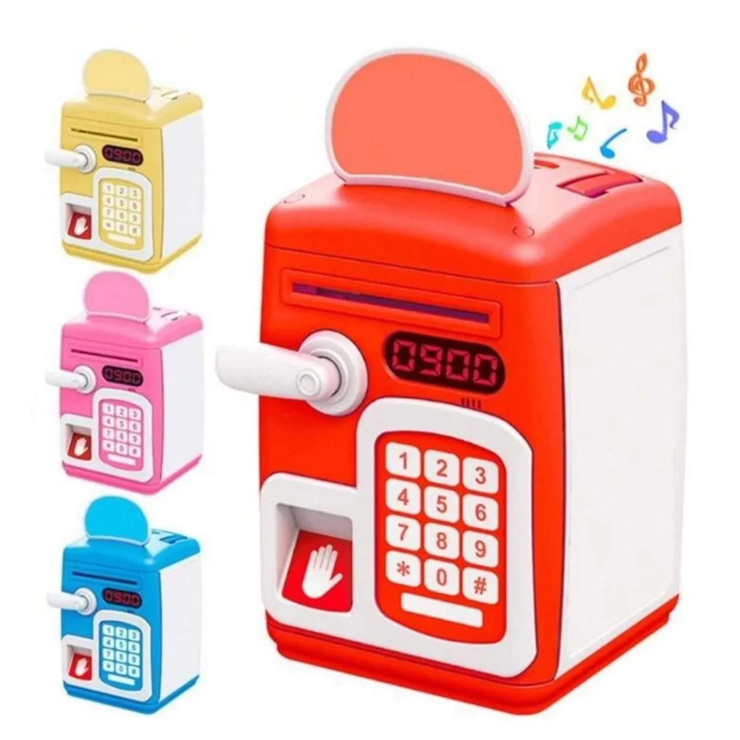 Piggy Bank with Finger Print Sensor - (Random Theme) Musical Money Safe Piggy Savings Bank with Finger Print Sensor and Solitaire Stickers for Kids and Toddlers