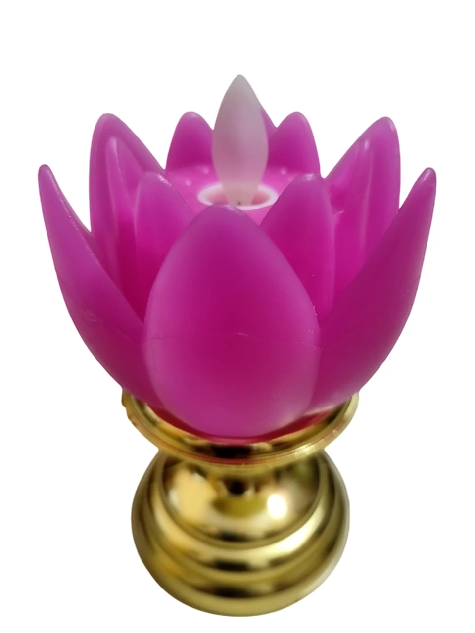 Led Candles Lotus Flower Shaped Dancing Flame Flickering Led Tealight Lights for Decoration Artificial Lights Diya with Battery Pink Golden Stand