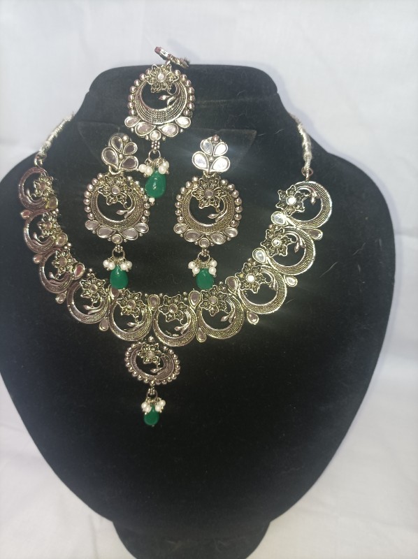 Silver jewelery set and earning necklace set and sutti