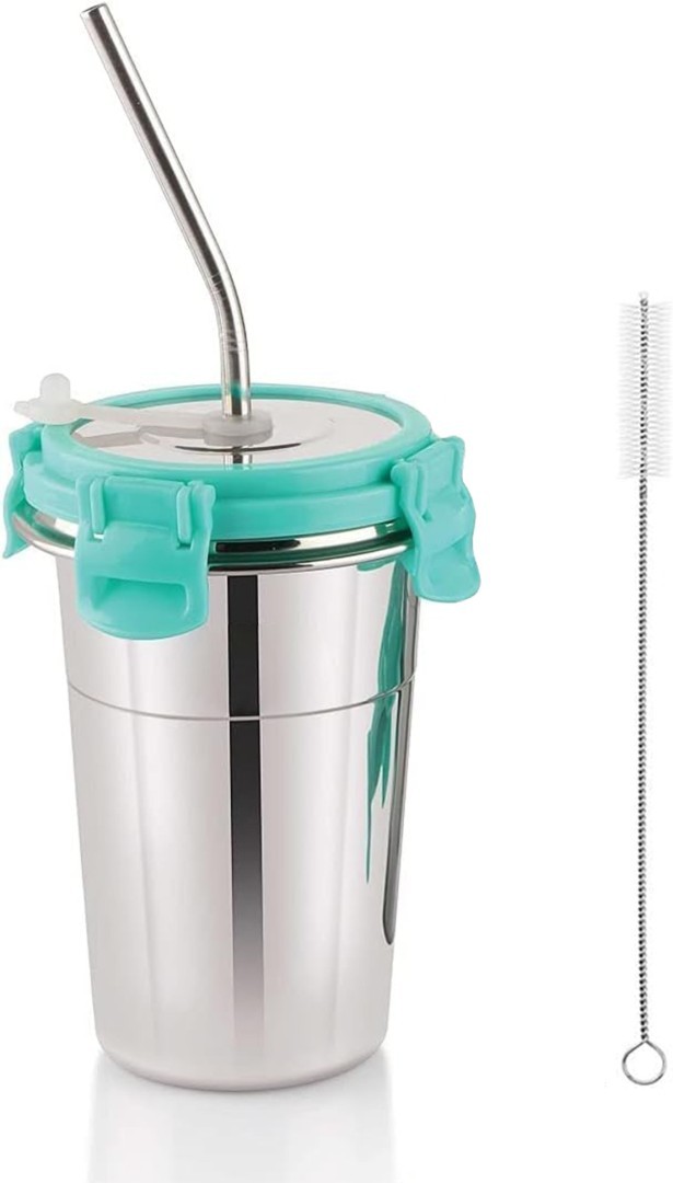 Fairycreation - Stainless Steel sipper Tumbler with Steel Straw Hot and Cold