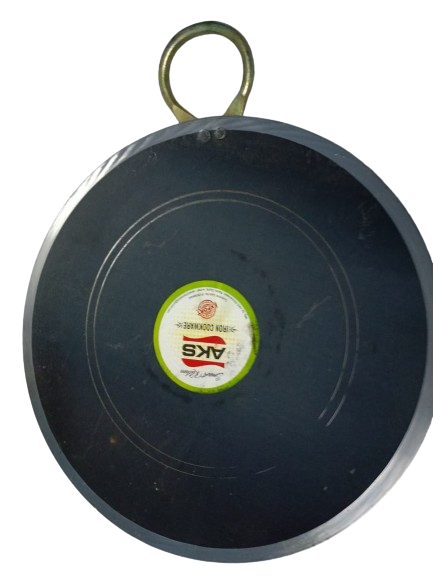 Simsnura Cookware Iron Tawa with metal Lid for with Flat Induction and Gas Induction Based for Best Dosa/Roti/Chappathi Dosa/Edge Dosha Kallu | Dosai kal | Roti tawa (Black, 1 kg 11 Inch Medium Size)