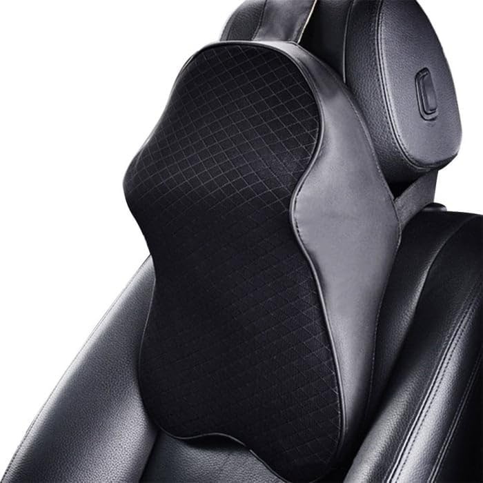 Memory Foam Car Neck Pillow Ergonomic Neck Support for Driver or Front Passenger Seat Help Relieve Neck Pain & Improve Circulation Fit Most Vehicles (Black, Pack of 1)