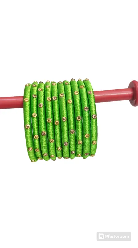 fancy Silk thread bangles set (green)