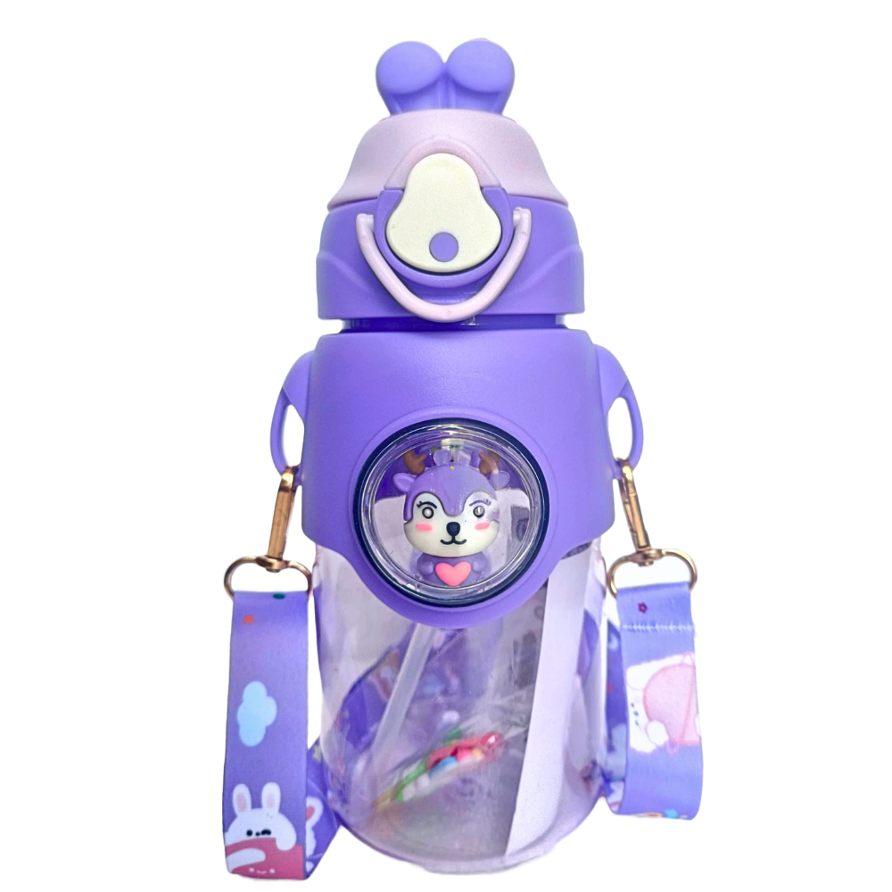 Yespapa Cute Rabbit Water Bottles, Soft Silicone Straw ,Sipper bottle for Kids -Anti-leak Kids  Kids Cartoon Water Bottle  - 700ML – (Pack of 1)Blue