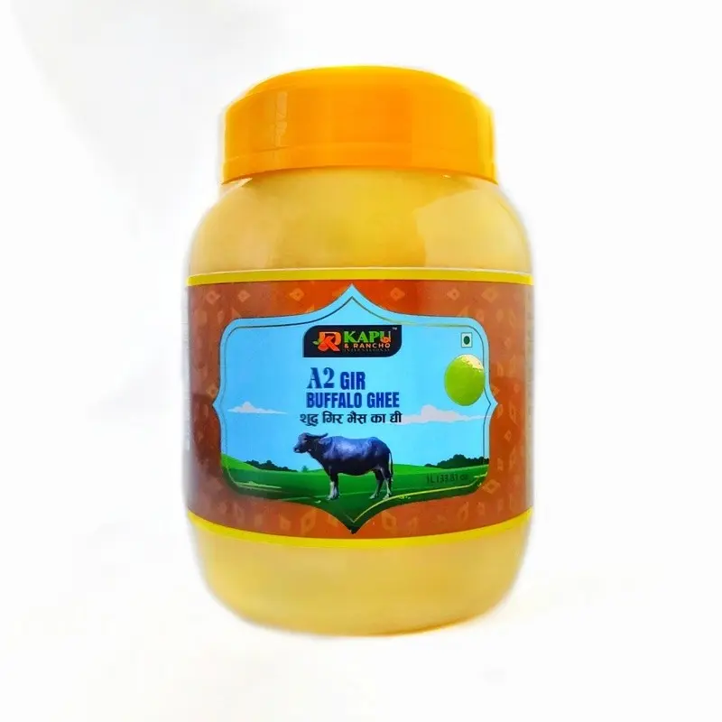 KAPU & RANCHO INTERNACIONAL Pure A2 Gir Buffalo Cultured Ghee | Traditional Bilona Method | Gir Buffalo Ghee – 1000ml (1KG)