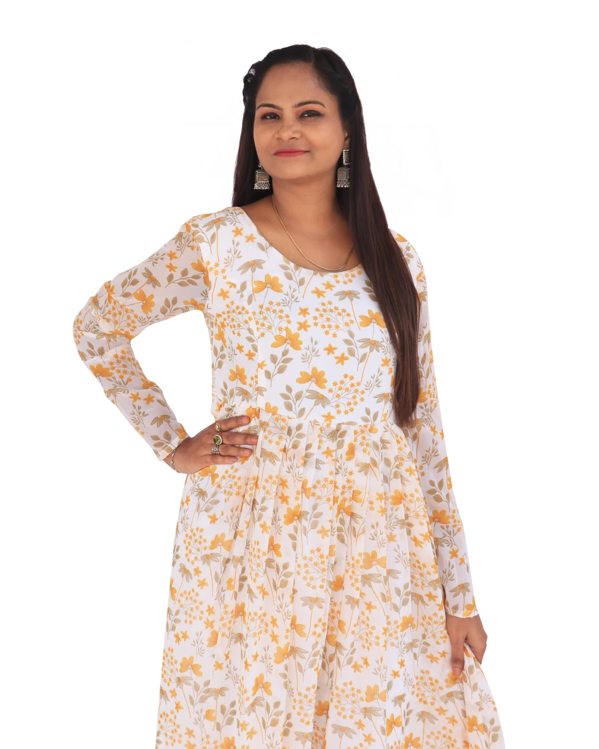 Elegant White Georgette Gown – Perfect for Parties, Vacations & Special Occasions