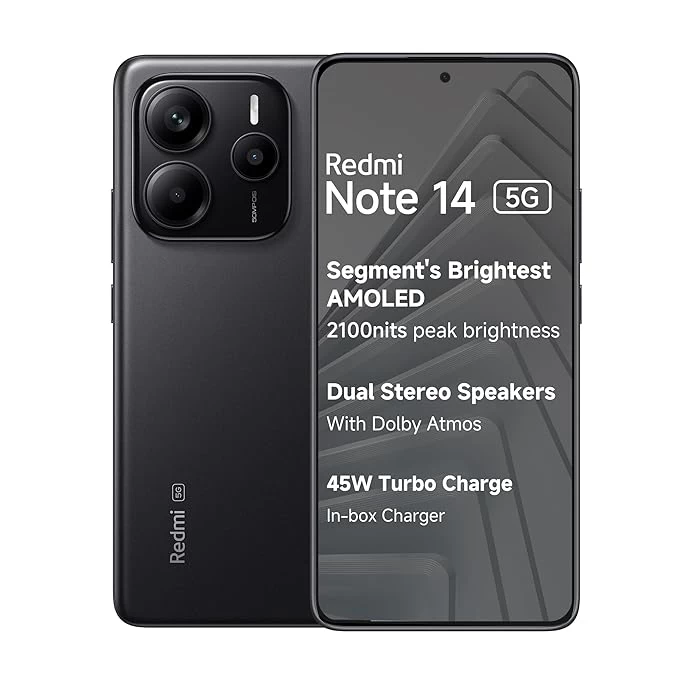 Redmi Note 14 5G 8GB RAM 128GB Storage Titan Black - 5G Smartphone, Fast Processor, Smooth Performance