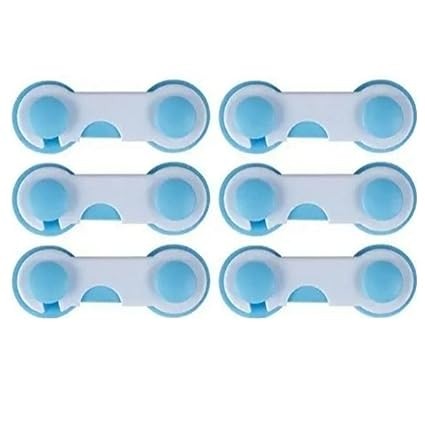Baby Safety Locks,/Latches for Drawer, Cup Board, Refrigerator, Doors, Microwave Oven, Toilet lid,etc, Dual Adhesive Tape, Peel and Paste Model,Child Proof Magnetic Cabinet Locks- 6 Pieces