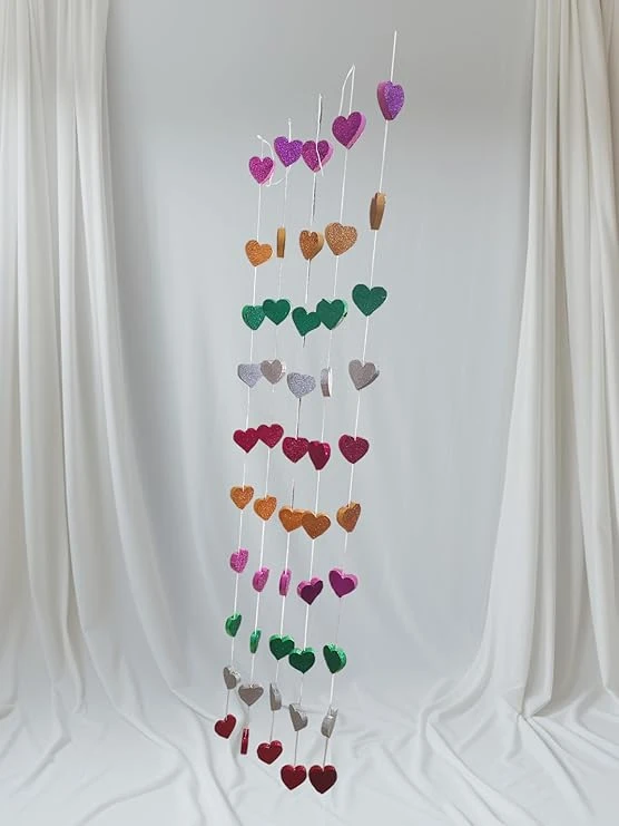 AREMBI- Heart Shape Termocol String Decoration - Party Garland -Home Decor for Baby Shower, Birthday,Wedding -Home Functions -Wall Hanging Decoration -6 ft Pack of 1