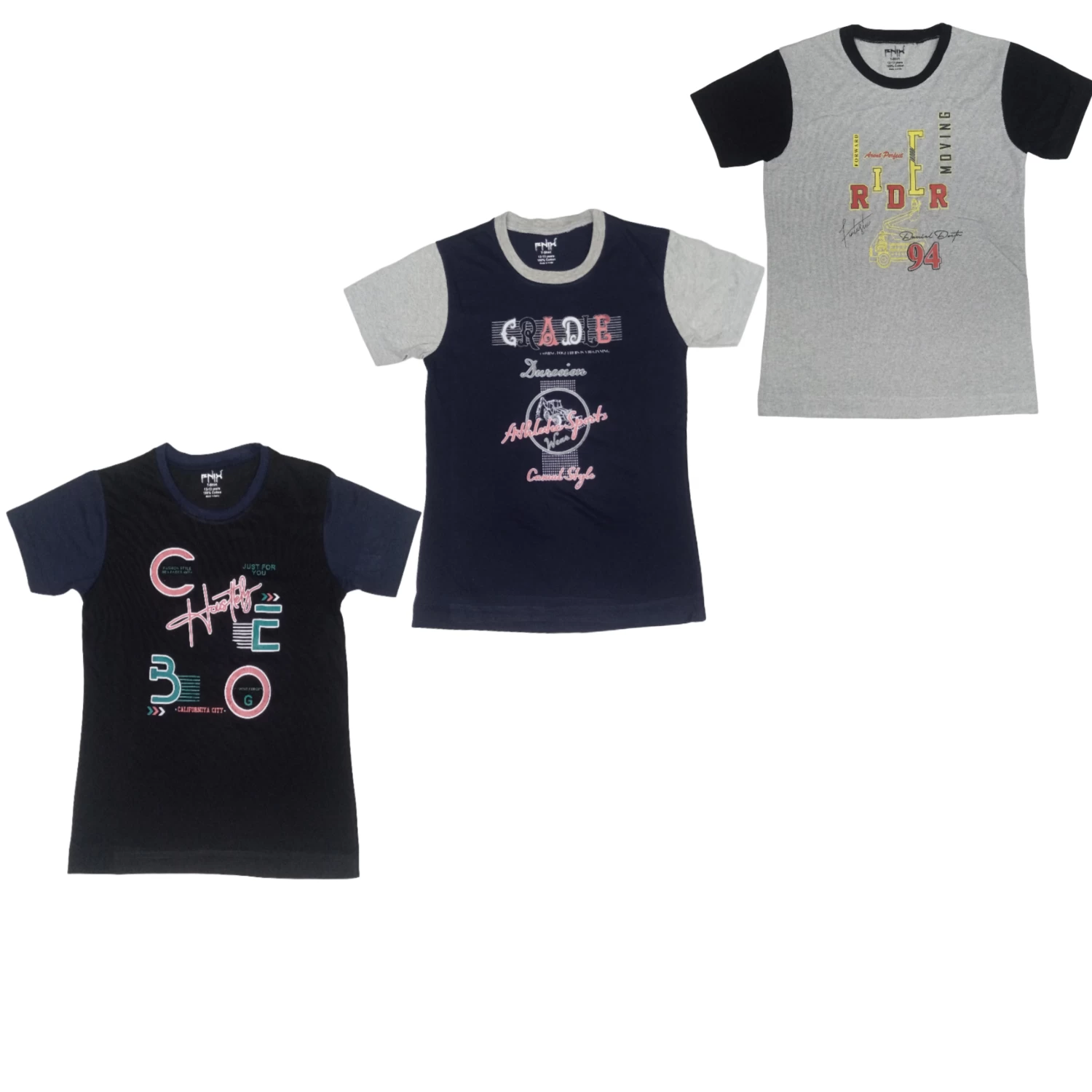 FNIX Boys' T-Shirt Combo Pack of 3 | Soft, Comfortable & Stylish