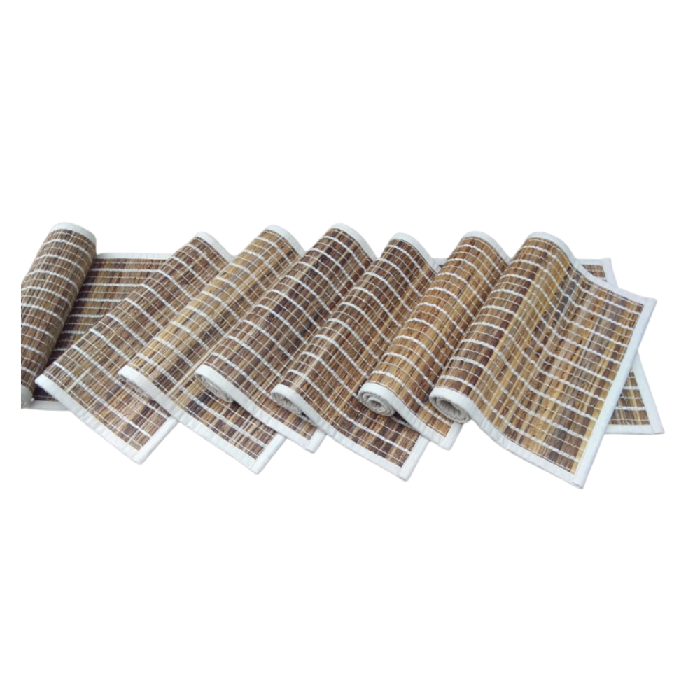 Natural Fibre Banana bark Table mat and Runner set  with Handloom made | 6 Placemats with Runner for Dining Table| Eco Friendly | 72L x 13W inch Runner mat | 19L x 13W inch Heat Resistant Tablemat