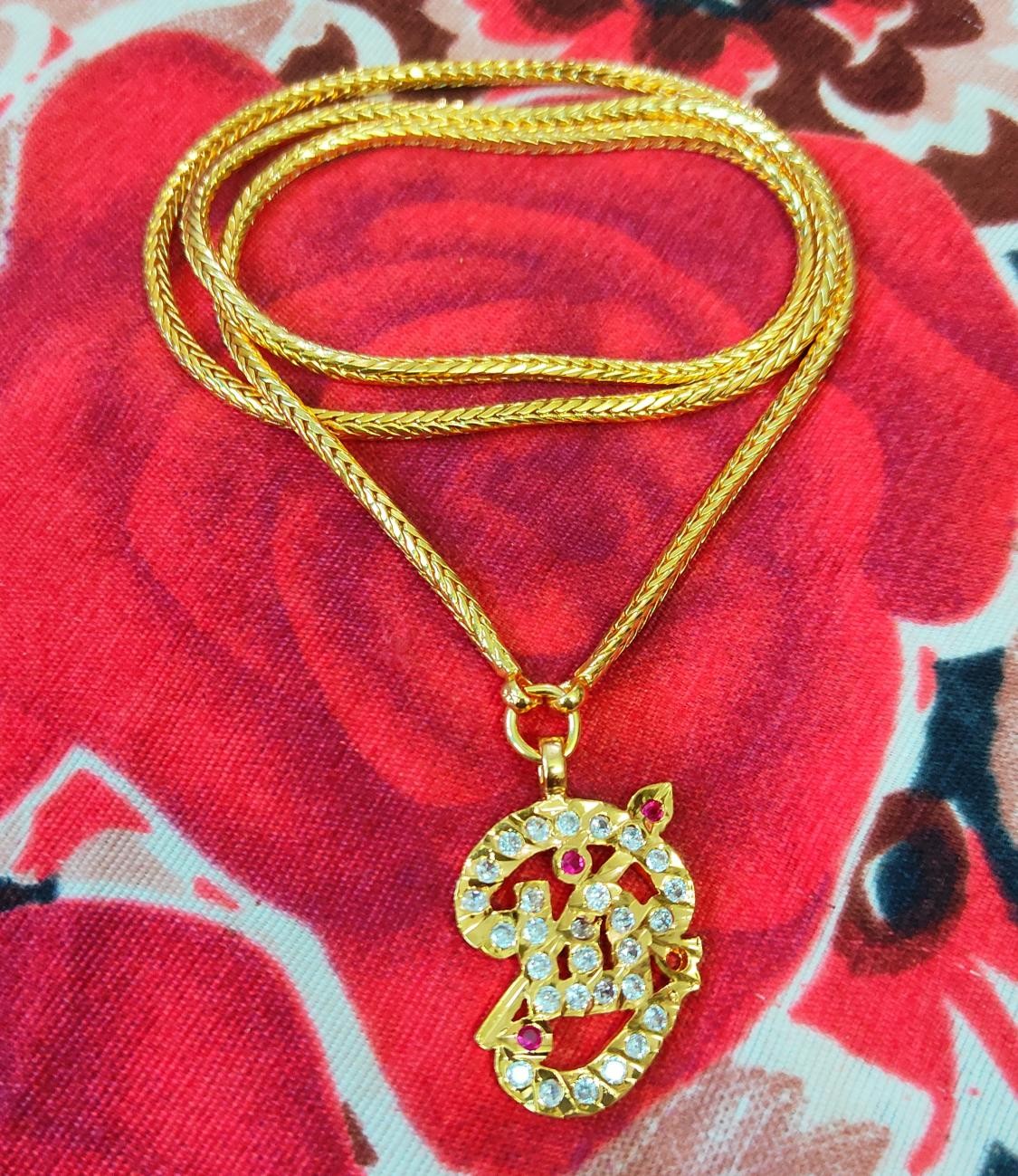 Traditional Impon Om Dollar Chain 24 Inch Long Chain