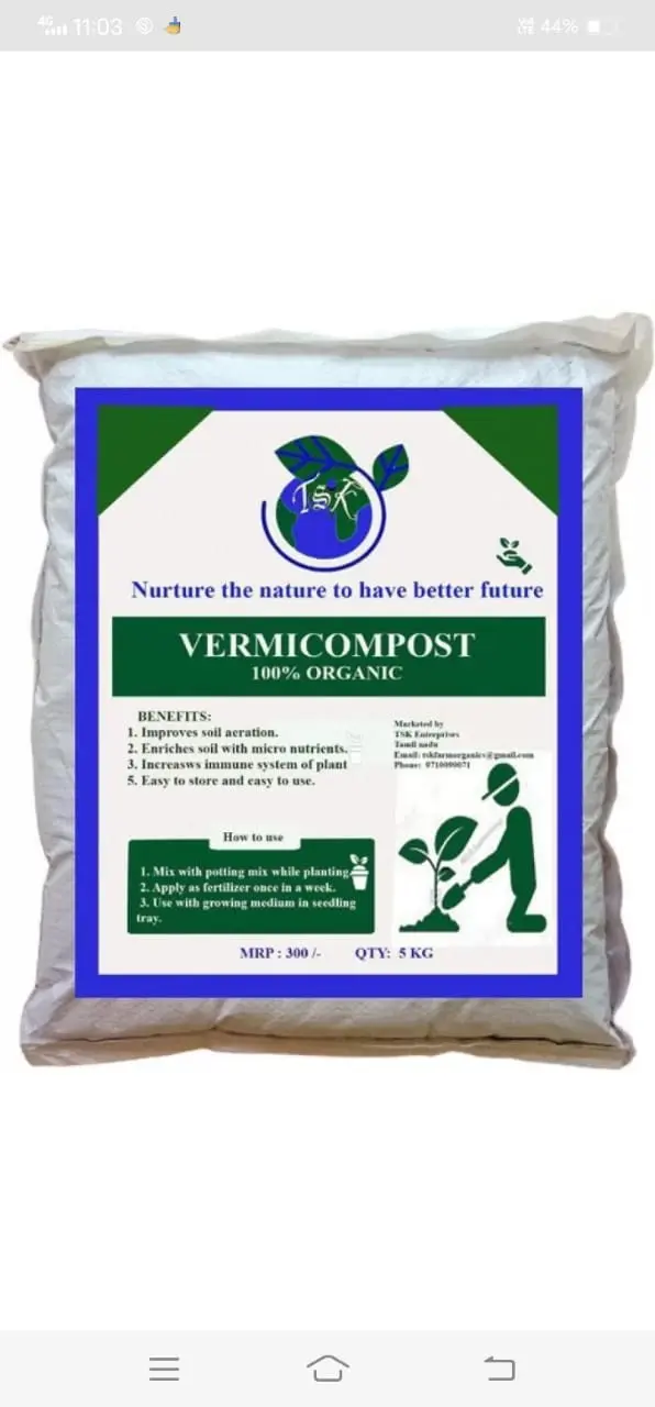 TSK 100% Natural Vermicompost - 5kg | Boost Plant Growth, Rich in Nutrients