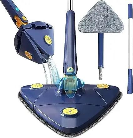 Sunlaxi-360° Rotatable Adjustable Triangle Cleaning Mop with Stainless Steel Long Handle Push-Pull Squeezing Cleaning Mop Dry & Wet Mop Floor Windows Ceiling