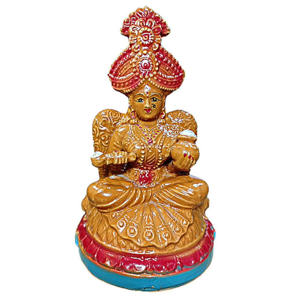 Ceramic Annapurna Sculpture | Annapoorneshwari Devi Idol | Annapoorani Devi Statue for Home Décor, Office Décor and Pooja Room | Handmade Devotional Statues Showpiece Gifts (Brown) (23 cm)