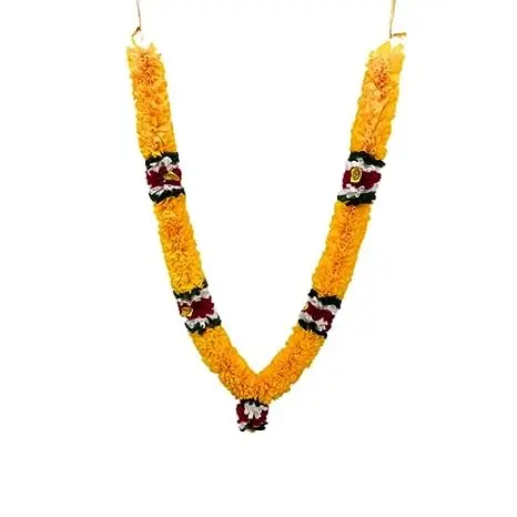 Guru Traders - 24 inch Realistic Artificial Garland for Gods, Photo Frames - Yellow