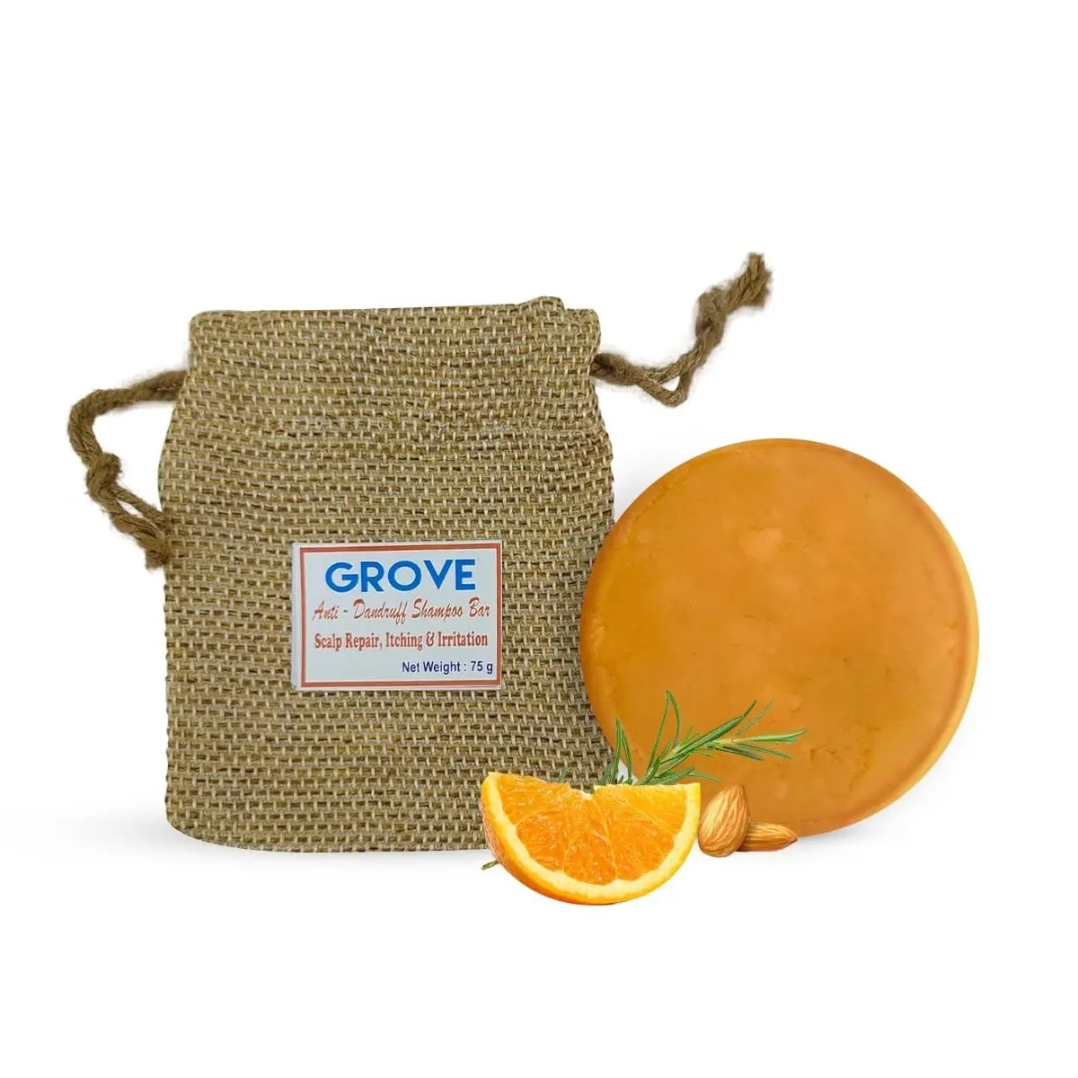 Grove Anti-Dandruff Shampoo Bar With Orange, Rosemary & Tea Tree Oil| Dandruff Care| Wheat Protein