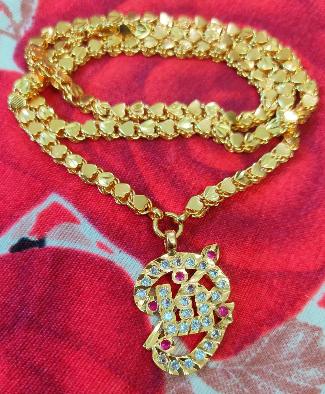 Traditional Impon Om Dollar Chain 24 Inch Long Chain