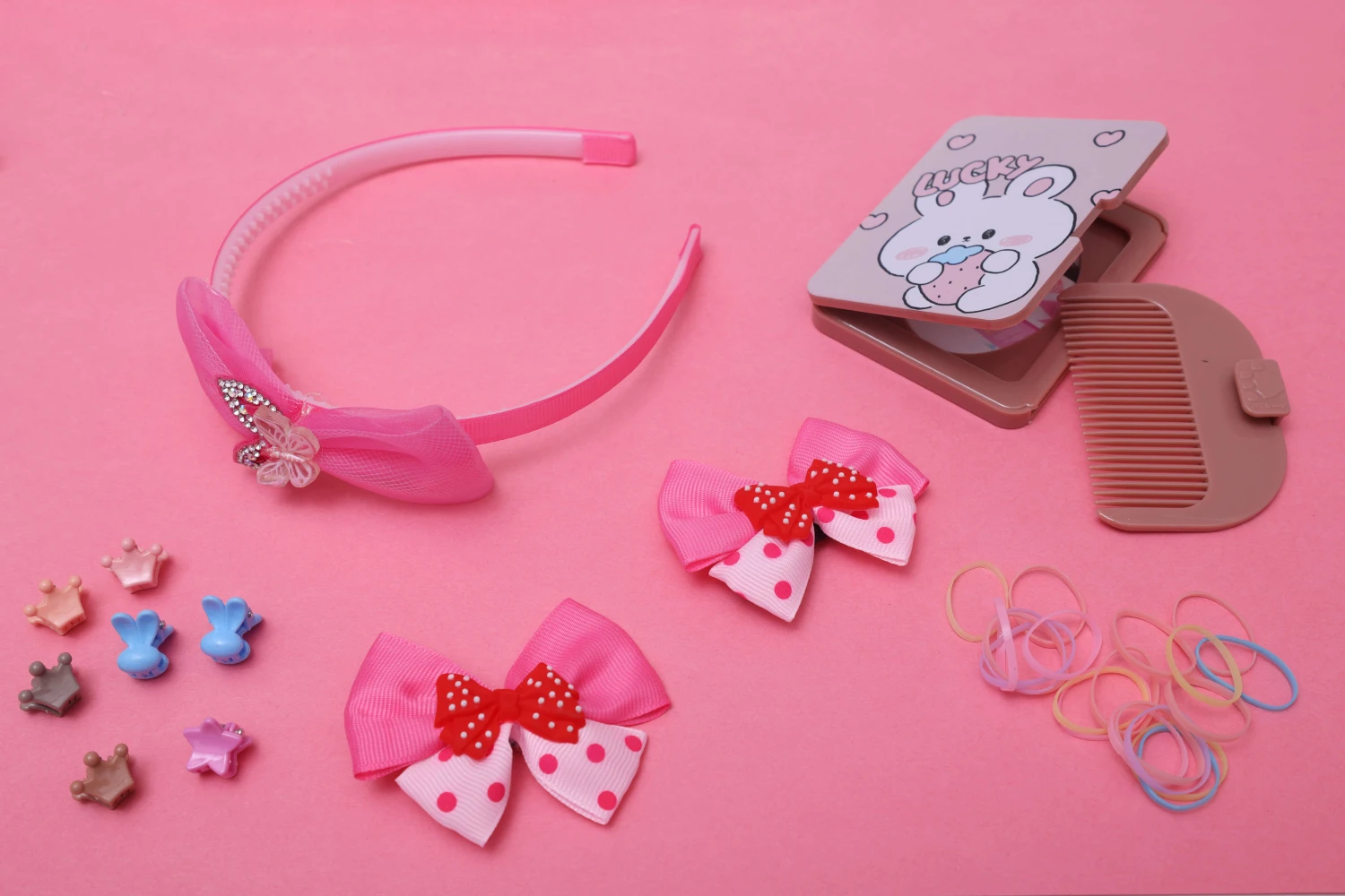ilearnngrow Bow Hair Accessories Set - Pink