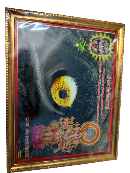 Simsnura Elephant Eye Wall Painting PhotoFramed Home Décor| Elephant Eye Kannu| Ganapathy Ganesha| Drishti Ganapathi for Entrance| Drishti Ganapathi for Entrance| Big Size,12 x 10 Inch)