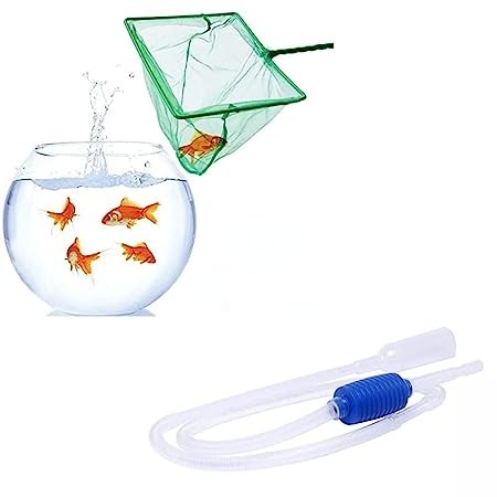 Jenixa® Aquarium Accessories Combo Pack - Aquarium Fish Tank Net + Siphon Water Remover - Fish Tank Accessories Combo Pack