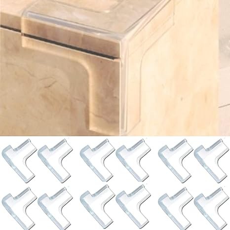 DHASRAM Baby Proofing Corner Guards/Corner Protectors for Table, Bed Corners, Pre-Taped, Anti-Collision Guard, Child Safety Edge Guards-T shaped-12 Counts