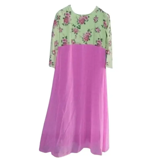 Women's Floor Length Georgette Floral Print Anarkali Kurti Pink