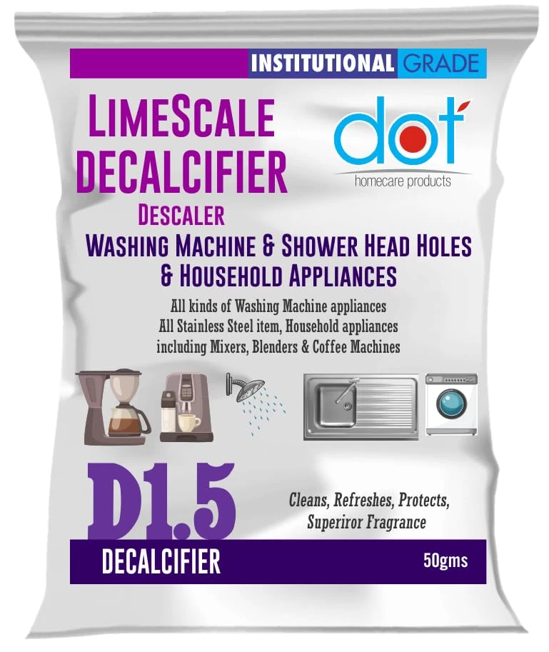 DOT Limescale Descaler - Decalcifier 50grams (Pack of 2) | Washing Machine Drum, Tub, Shower head hole, Tea, Coffee Machines, Mixer, Blender, all SS household appliances, Kitchen Sink Surface