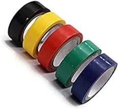 Self Adhesive PVC Electrical Insulation Tape (Black-1,Red-1,Blue-1,Yellow-1, Green-1, |Mix color Each-1|, 16mmx7mx0.125mm) - |Set of 5 Rolls|