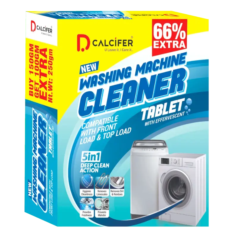 Dcalcifer Washing Machine Cleaner Tablet Drum Cleaning Descaler Tablet Descale Appliance Descaling Deep Tub Clean Tablets for Semi Fully Automatic Front and Top Load Machines | 250 GM Pack