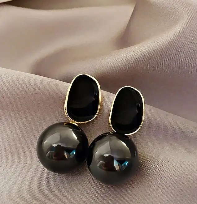 Black Pearl Ball Earrings: Wedding & Party Accessories for Women & Girls