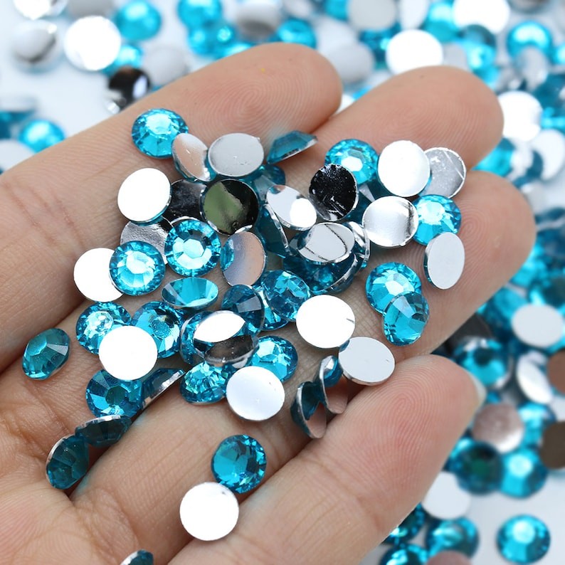 4mm Round Shape Stone Crystal Kundans Beads Stone for Art & Craft, Jewellery Making, Bangles, Embroidery & DIY Works (Sea Blue)(10000 Pieces)