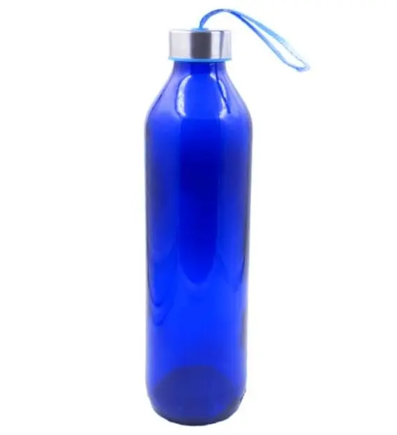 BLUE GLASS WATER BOTTEL,GLASS WATER BOTTEL,ECO FRIENDLY WATER BOTTLE ,WATER BOTTLE 800 ML TRAVEL FRIENDLY BOTTLE, LEAKED PROOF WATER BOTTLE