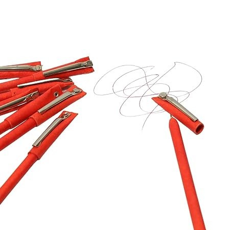 HUMAART SOCIAL ENTERPRISE ® - Red Paper Red Refil plantable pen with clip and Seed Handmade Paper Pen and Pencil Products - Sustainable and Unique Writing Instruments - (Set of 10)