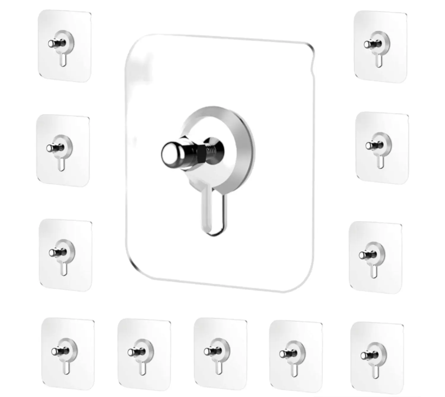 Photo & Story Heavy Duty Wall Hooks, No Drill Damage, Bathroom & Bedroom, Towel Robe Coat Hat Rack Mount-[Clear Adhesive Hooks 10 Pack]