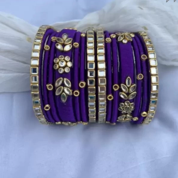 Handcrafted Thread Bangles with Kundan Stones - Elegant Bridal & Party Wear Collection for Women