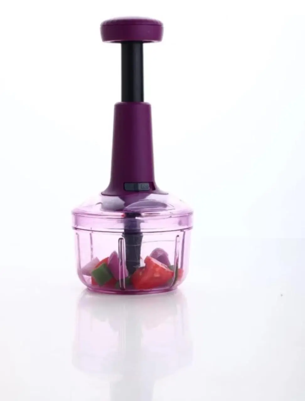 Fairy Creation - Manual Hand Press Push Chopper with 6 Blades for Effortless Chopping Vegetables & Fruits (Assorted, 650 ml, Plastic)