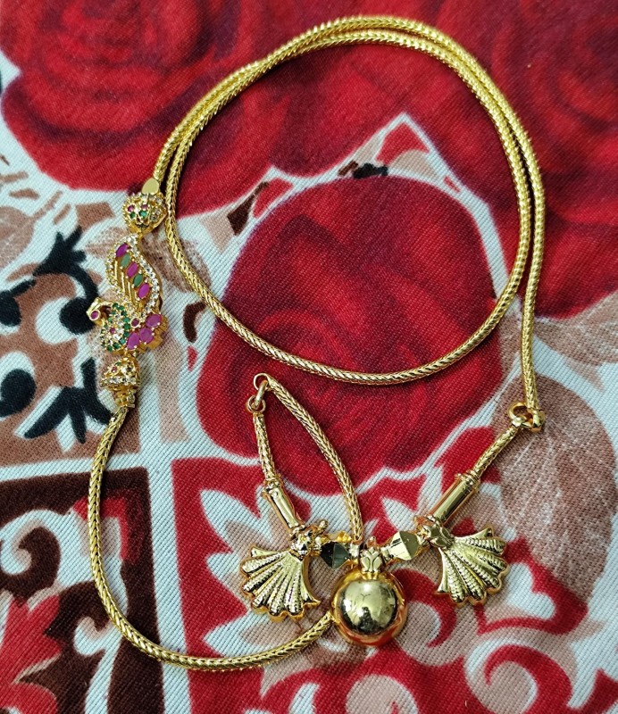 Traditional Peacock Mugappu 30 Inch Long Thali Chain