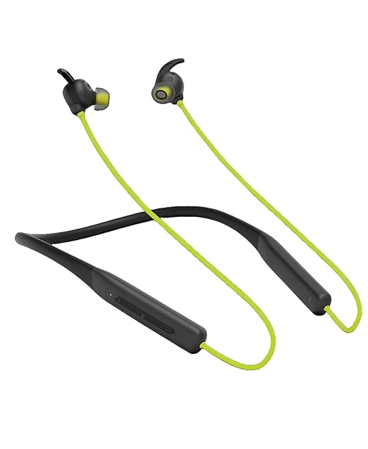 Probuds N32 Wireless Bluetooth Neckband (with Mic) | 40+ hrs Playtime | ENC | Dual Device Pairing | 10 Mins Fast Charge | 10mm Driver with Heavy BASS | Water Resistant | BT V5.3 (in Ear, Black-Green)