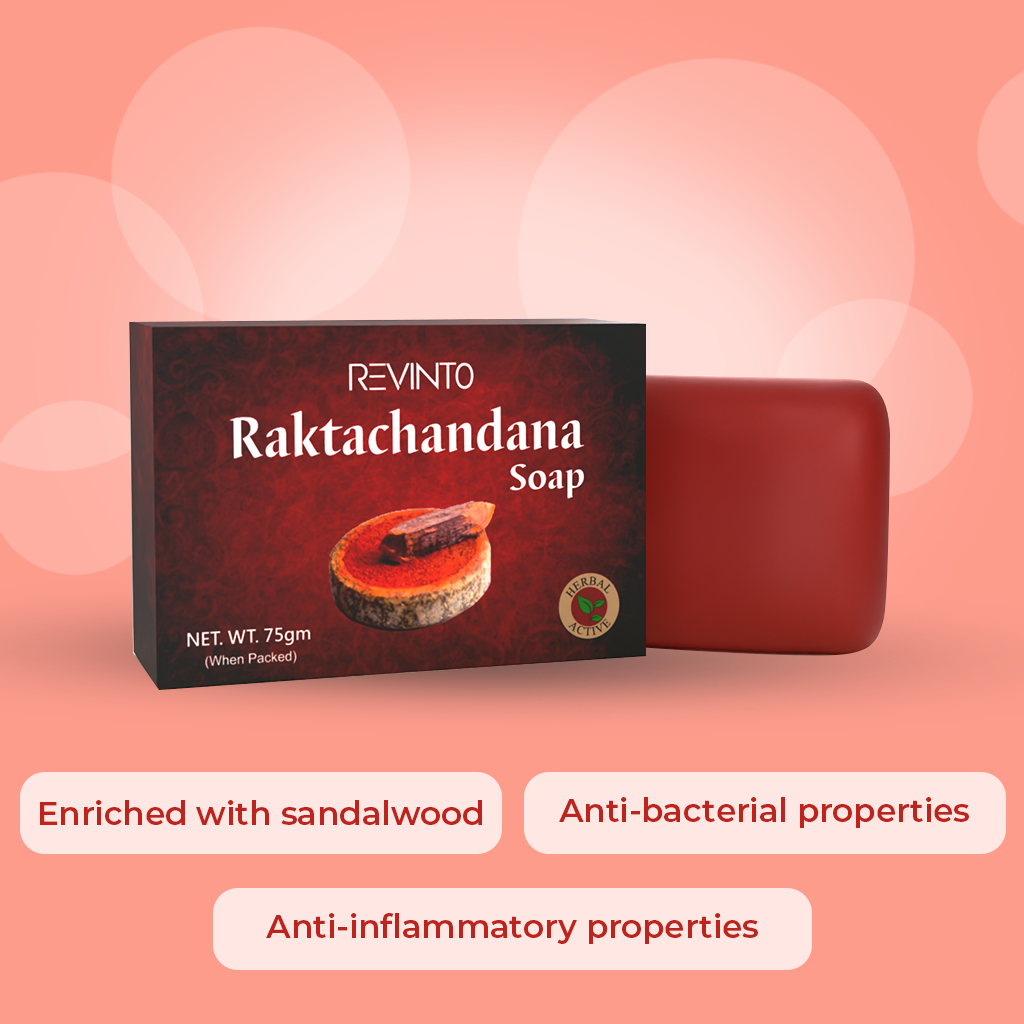 RAKTACHANDANA SOAP REVINTO 75GM| PACK of 2 | To reduce pimples & wrinkles