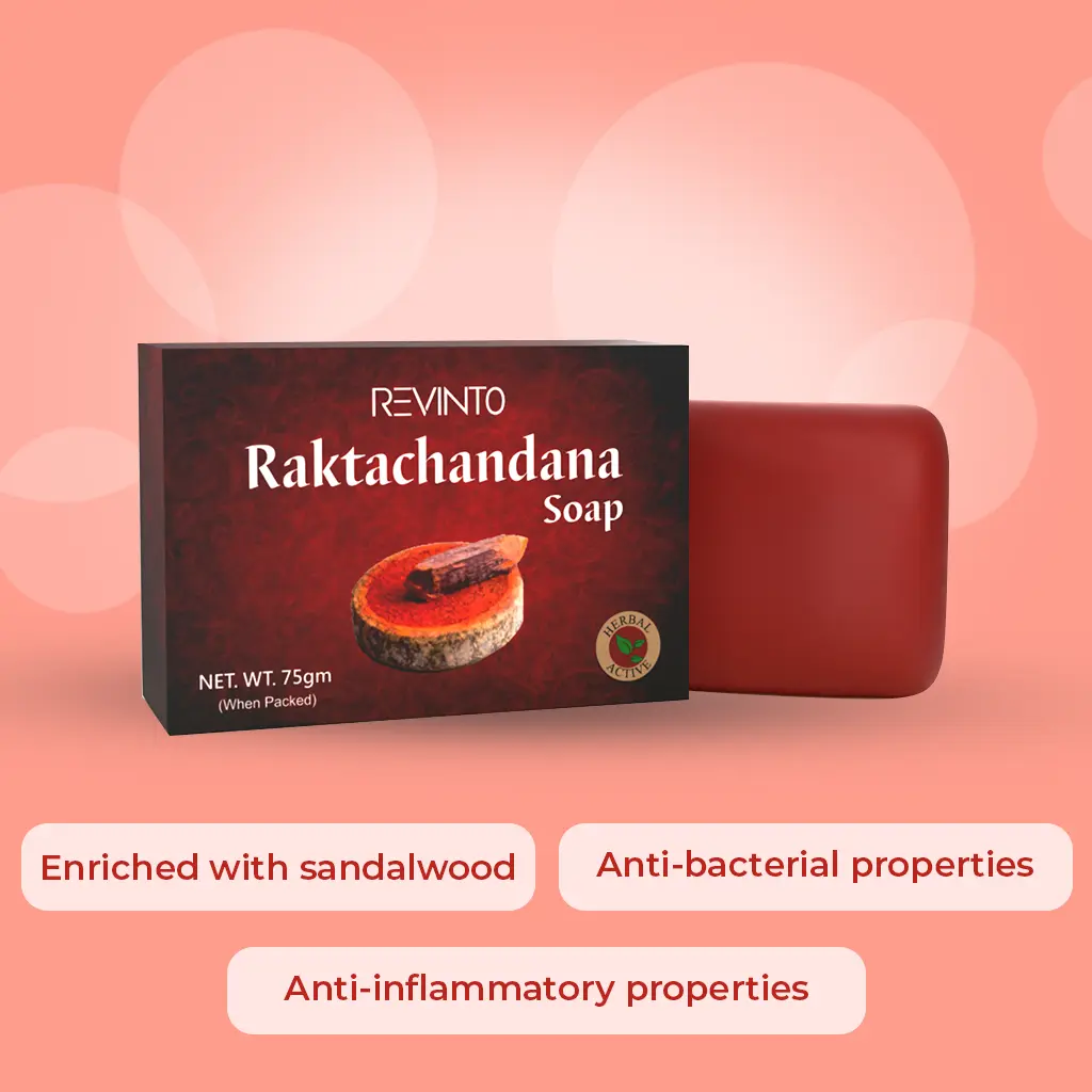 RAKTACHANDANA SOAP REVINTO 75GM| PACK of 2 | To reduce pimples & wrinkles