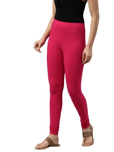 Women's Lycra Leggings for chudithar pink colours