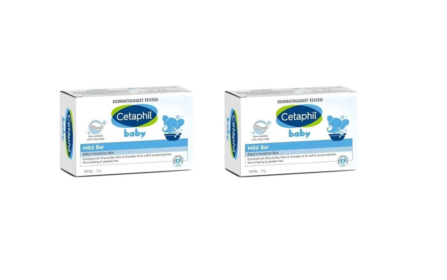 Cetaphil Baby Mild Bar for Face and Body-Pack of 2, 75g*2